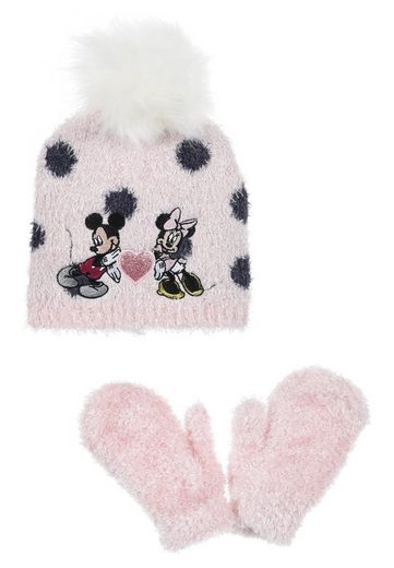 DISNEY MINNIE MOUSE Bommelmütze Mädchen Kinder Winter-Set 2 tlg. Mütze & Handschuhe SET mehr Letzte 2 Tage
