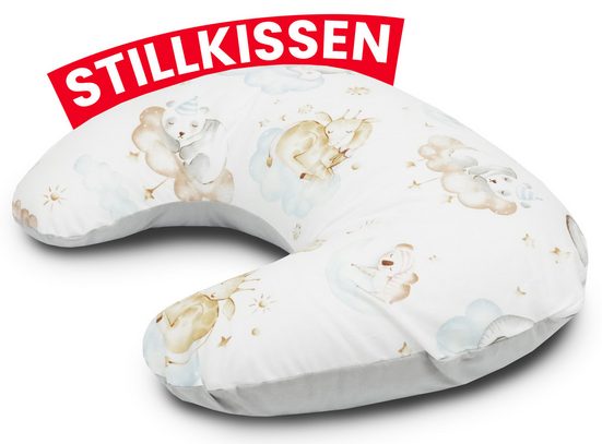 AMILIAN Stillkissen Lagerungskissen - Seitenschläferkissen - Stillkissen klein Schwangerschaftskissen zum Schlafen, pregnancy pillow mit Füllung inkl. Bezug mit Stickerei (60x42 cm), für Mütter und Babys mehr