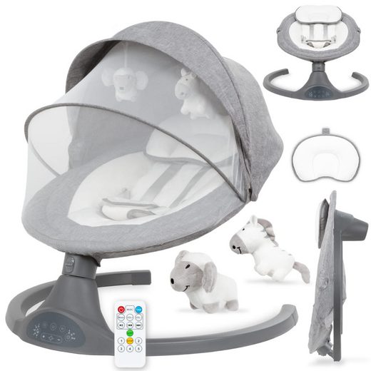 COIL Babywippe Elektrisch Babyschaukel, Multifunktional Babywippe Schaukel 5 Wippgeschwindigkeiten, Bluetooth, Fernbedienung, 5-Punkt-Gurt mehr