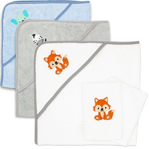 BABYKAJO Kapuzenhandtuch Frottee (1, 1-St), Kuschliges Baby Handtuch mit Waschlappen mehr zollfrei