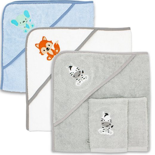 BABYKAJO Kapuzenhandtuch Frottee (1, 1-St), Kuschliges Baby Handtuch mit Waschlappen mehr zollfrei