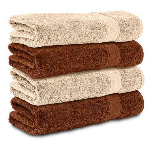 KOMFORTEC Badetücher 100% Baumwolle, 470 g/m² Frottee (4-St), Handtücher 70x140 cm Set, Weich mehr Blitzverkäufe