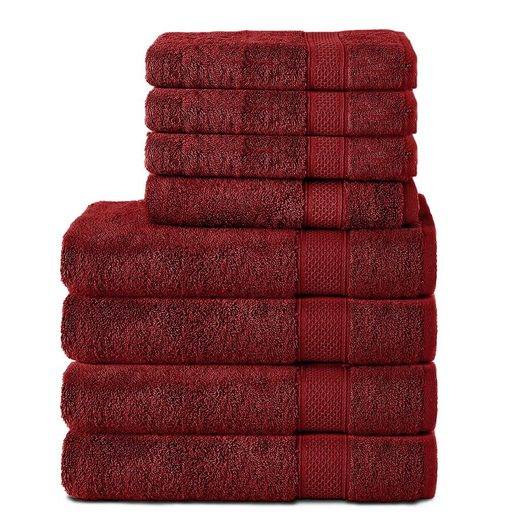 KOMFORTEC Handtuch Set 100% Baumwolle, 4 Badetücher 70x140 und 4 Handtücher 50x100 cm Frottee (Packung, 8-St), Badehandtuch & XXL Saunatuch, Weich, Towel, Groß mehr Cyber Monday