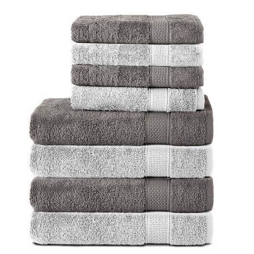 KOMFORTEC Handtuch Set 100% Baumwolle, 4 Badetücher 70x140 und 4 Handtücher 50x100 cm Frottee (Packung, 8-St), Badehandtuch & XXL Saunatuch, Weich, Towel, Groß mehr Osterangebot