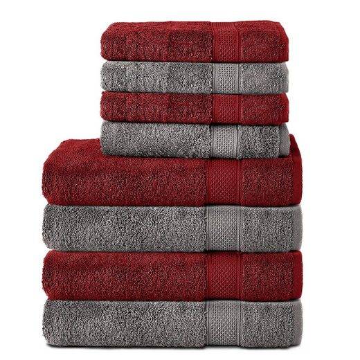 KOMFORTEC Handtuch Set 100% Baumwolle, 4 Badetücher 70x140 und 4 Handtücher 50x100 cm Frottee (Packung, 8-St), Badehandtuch & XXL Saunatuch, Weich, Towel, Groß mehr Vatertagsangebot