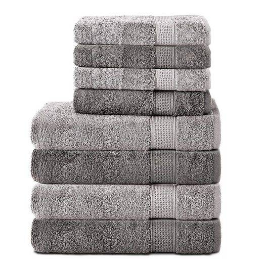 KOMFORTEC Handtuch Set 100% Baumwolle, 4 Badetücher 70x140 und 4 Handtücher 50x100 cm Frottee (Packung, 8-St), Badehandtuch & XXL Saunatuch, Weich, Towel, Groß mehr