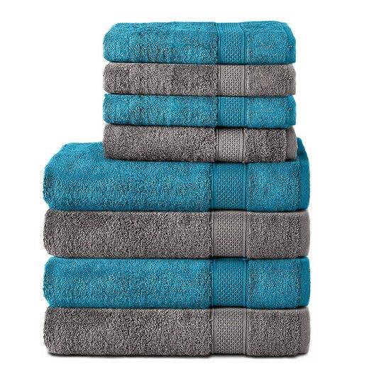 KOMFORTEC Handtuch Set 100% Baumwolle, 4 Badetücher 70x140 und 4 Handtücher 50x100 cm Frottee (Packung, 8-St), Badehandtuch & XXL Saunatuch, Weich, Towel, Groß mehr Jubiläumsangebot