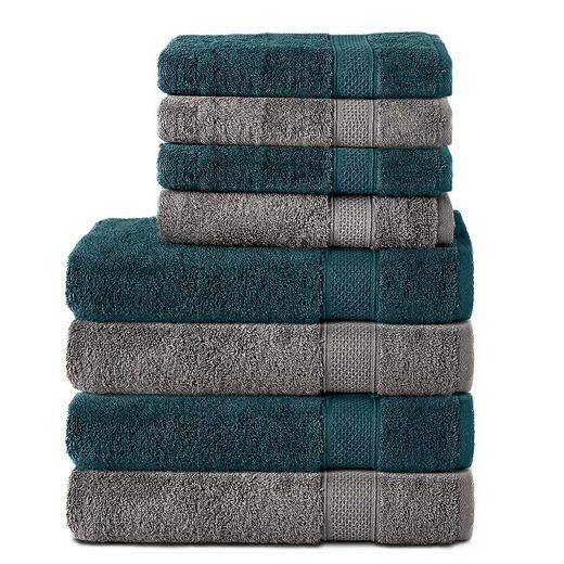 KOMFORTEC Handtuch Set 100% Baumwolle, 4 Badetücher 70x140 und 4 Handtücher 50x100 cm Frottee (Packung, 8-St), Badehandtuch & XXL Saunatuch, Weich, Towel, Groß mehr Lagerräumung