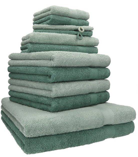 BETZ Handtuch Set 12-TLG. Handtuch Set Premium heugrün/tannengrün Baumwolle, (12-tlg) mehr