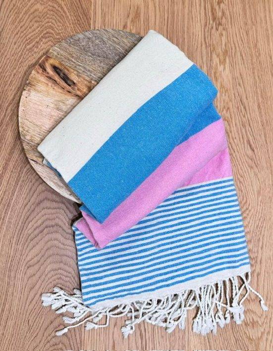 SANDIIK Strandtuch Strand/Badetuch aus Biobaumwolle in Zartrosa/Zartblau 100% Biobaumwolle mehr