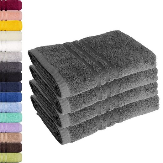 LAVEA Handtuch Elena 50x100cm aus 100% Baumwolle, fusselfreies, pflegeleichtes hautfreundliches Handtuch-Set (Set, 4-St), einzigartig weiche Frottee Handtücher für jeden Hauttyp geeignet mehr