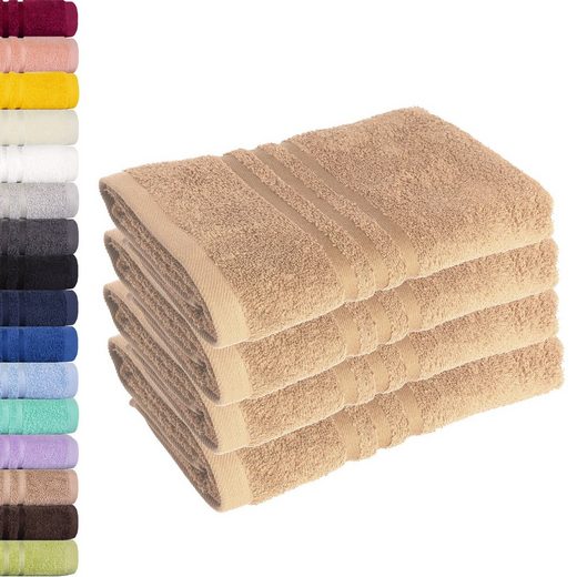 LAVEA Handtuch Elena 50x100cm aus 100% Baumwolle, fusselfreies, pflegeleichtes hautfreundliches Handtuch-Set (Set, 4-St), einzigartig weiche Frottee Handtücher für jeden Hauttyp geeignet mehr Blitzverkäufe