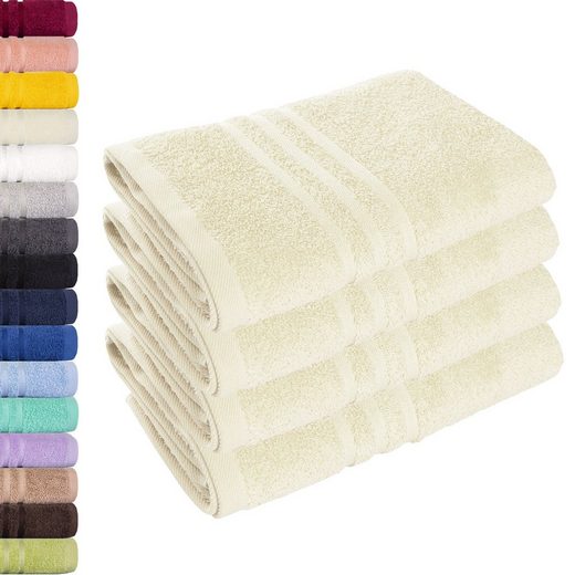 LAVEA Handtuch Elena 50x100cm aus 100% Baumwolle, fusselfreies, pflegeleichtes hautfreundliches Handtuch-Set (Set, 4-St), einzigartig weiche Frottee Handtücher für jeden Hauttyp geeignet mehr Blitzverkäufe