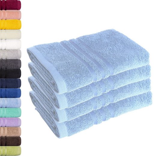 LAVEA Handtuch Elena 50x100cm aus 100% Baumwolle, fusselfreies, pflegeleichtes hautfreundliches Handtuch-Set (Set, 4-St), einzigartig weiche Frottee Handtücher für jeden Hauttyp geeignet mehr Blitzverkäufe