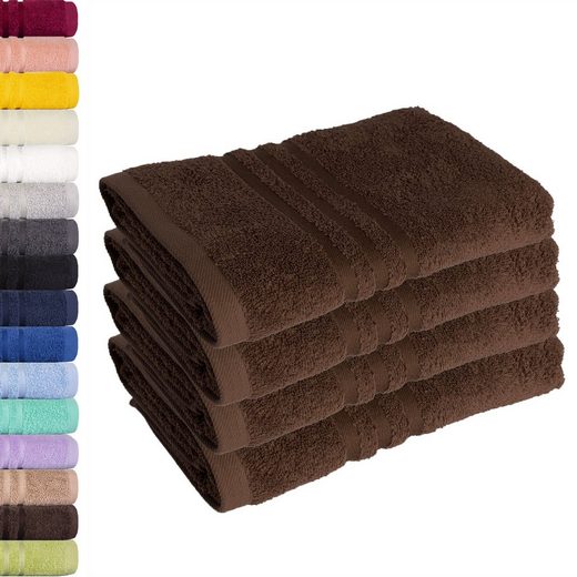 LAVEA Handtuch Elena 50x100cm aus 100% Baumwolle, fusselfreies, pflegeleichtes hautfreundliches Handtuch-Set (Set, 4-St), einzigartig weiche Frottee Handtücher für jeden Hauttyp geeignet mehr Blitzverkäufe