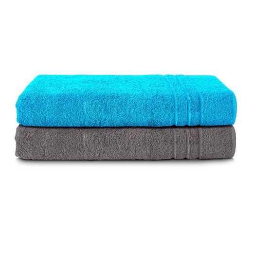 KOMFORTEC Saunatuch 80x200 cm Saunatücher Set aus 100% Baumwolle Frottee (2-St), XXL, Weich, Groß, Schnelltrocknend mehr Sonderangebot