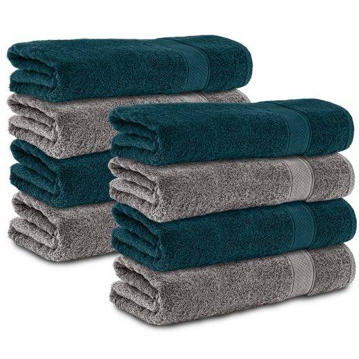 KOMFORTEC Handtücher 100% Baumwolle, 470 g/m² Frottee (8-St), Badetücher 50x100 cm Set, Weich mehr Outlet