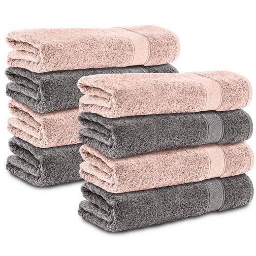 KOMFORTEC Handtücher 100% Baumwolle, 470 g/m² Frottee (8-St), Badetücher 50x100 cm Set, Weich mehr Outlet