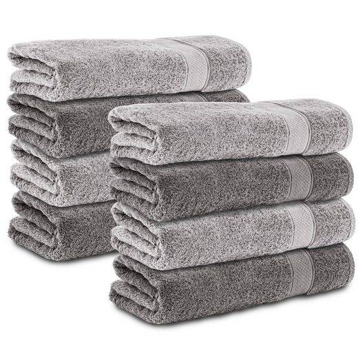 KOMFORTEC Handtücher 100% Baumwolle, 470 g/m² Frottee (8-St), Badetücher 50x100 cm Set, Weich mehr Outlet