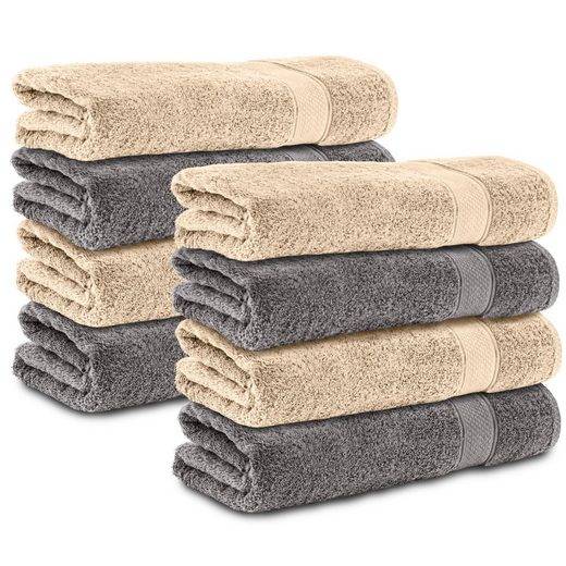 KOMFORTEC Handtücher 100% Baumwolle, 470 g/m² Frottee (8-St), Badetücher 50x100 cm Set, Weich mehr Angebote