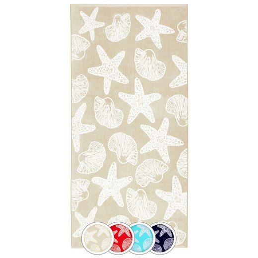 ZOLLNER Strandtuch Frottee (1-St), 90 x 180 cm, 100% Baumwolle, mit Meerestier-Design mehr
