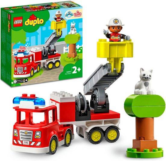LEGO® Konstruktionsspielsteine Feuerwehrauto (10969), LEGO® DUPLO (21 St), mit Sirene und Licht; Made in Europe mehr Fabrikpreis