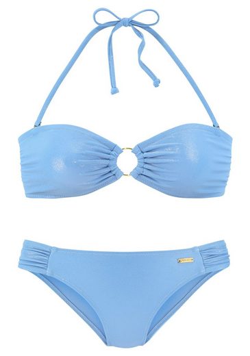 LASCANA Bandeau-Bikini mit goldfarbener Glanzbeschichtung mehr Fabrikladen