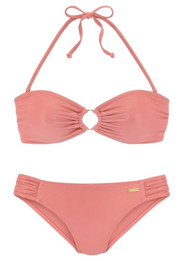 LASCANA Bandeau-Bikini mit goldfarbener Glanzbeschichtung mehr