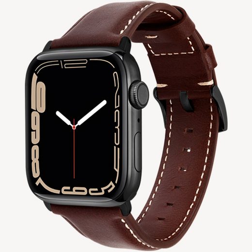 WIIUKA Smartwatch-Armband tiime Armband aus Leder für die Apple Watch Serie 1-8, SE, Ultra Handgefertigt - Deutsches Leder, Premium Qualität mehr Exklusive Angebote