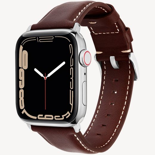 WIIUKA Smartwatch-Armband tiime Armband aus Leder für die Apple Watch Serie 1-8, SE, Ultra Handgefertigt - Deutsches Leder, Premium Qualität mehr Exklusive Angebote