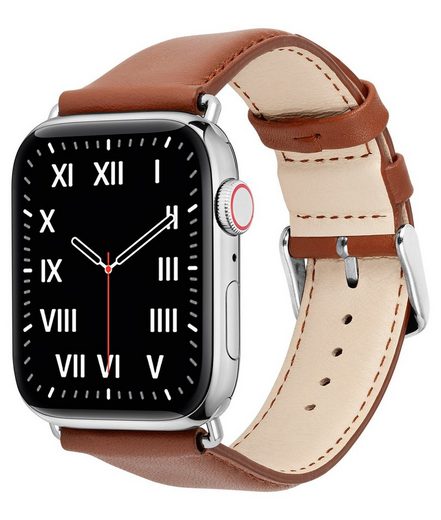 WIIUKA Smartwatch-Armband tiime Armband Leder für die Apple Watch 1-8, SE, Ultra Lederarmband Handgefertigt - Deutsches Leder, Premium Qualität mehr Blitzangebot