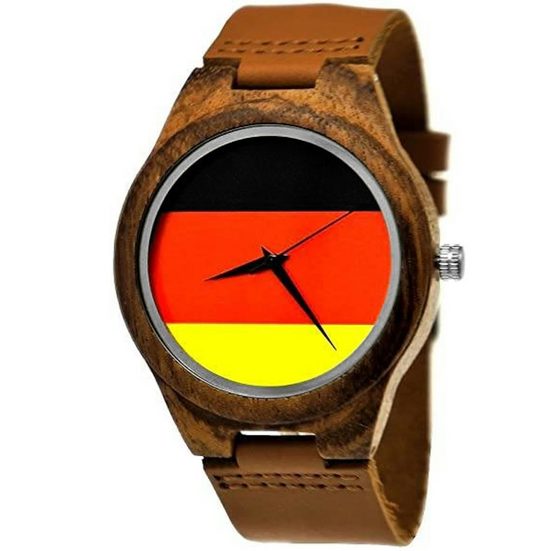HOLZWERK Quarzuhr GERMANY Damen & Herren deutsche Flagge Leder und Holz Uhr in braun mehr