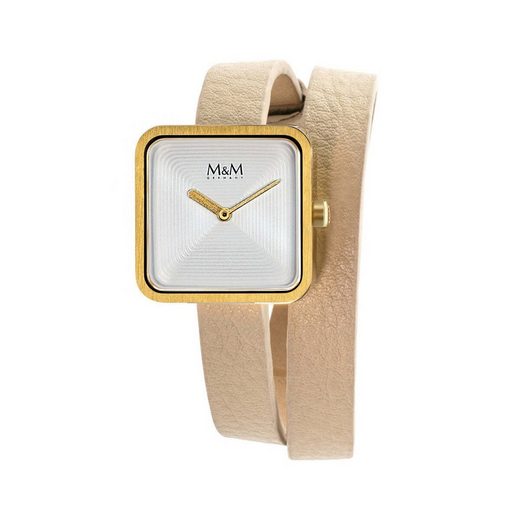 M&M Quarzuhr Armbanduhr Damen Leder Mini Square (1-tlg), Analoguhr, Damenuhr mit Lederarmband eckig, Designer Uhr, deutsche Manufaktur, inkl. edles Etui mehr Tiefpreis