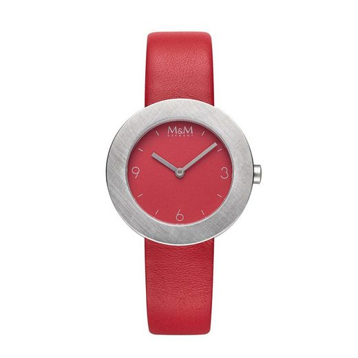 M&M Quarzuhr Armbanduhren Damen Leder Circle Line (1-tlg), Analoguhr rund mit Lederarmband, Designer Uhr, deutsche Manufaktur, inkl. edles Etui mehr