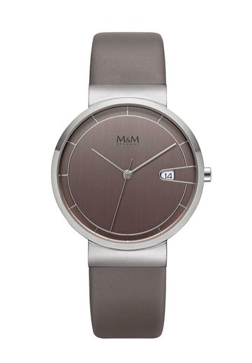 M&M Quarzuhr Armbanduhren Damen Lederarmband Day Date (1-tlg), Analoguhr rund mit Lederarmband, Designer Uhr, deutsche Manufaktur, inkl. edles Etui mehr Bis zu 65% Rabatt
