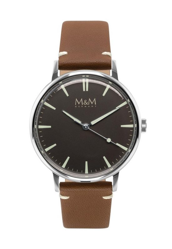 M&M Quarzuhr Armbanduhr Lederarmband New Classic (1-tlg), Analoguhr rund mit Lederarmband, Designer Uhr, deutsche Manufaktur, inkl. edles Etui mehr Nur für heute