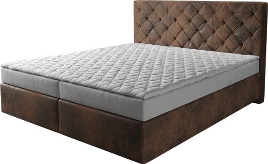 DELIFE Boxspringbett Dream-Great Mikrofaser Grau 120x200 cm mit Matratze und Topper mehr Blitzverkäufe