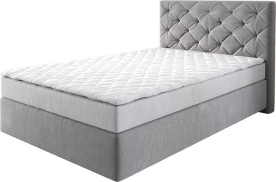 DELIFE Boxspringbett Dream-Great Mikrofaser Grau 120x200 cm mit Matratze und Topper mehr Blitzverkäufe