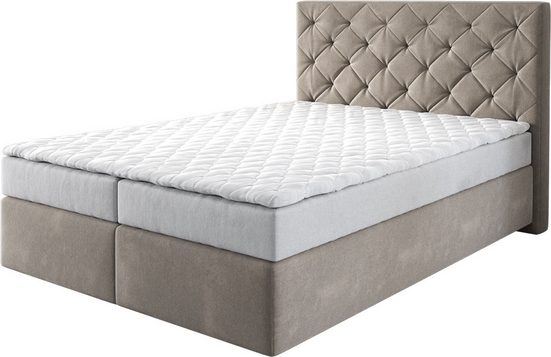 DELIFE Boxspringbett Dream-Great Mikrofaser Grau 120x200 cm mit Matratze und Topper mehr Kostenloser Versand
