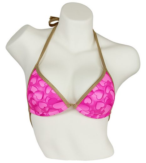 MISS BEACH Triangel-Bikini-Top wattiert Glanz-Optik mit Herz-Print, Vorgeformtes Bikini-Oberteil mehr