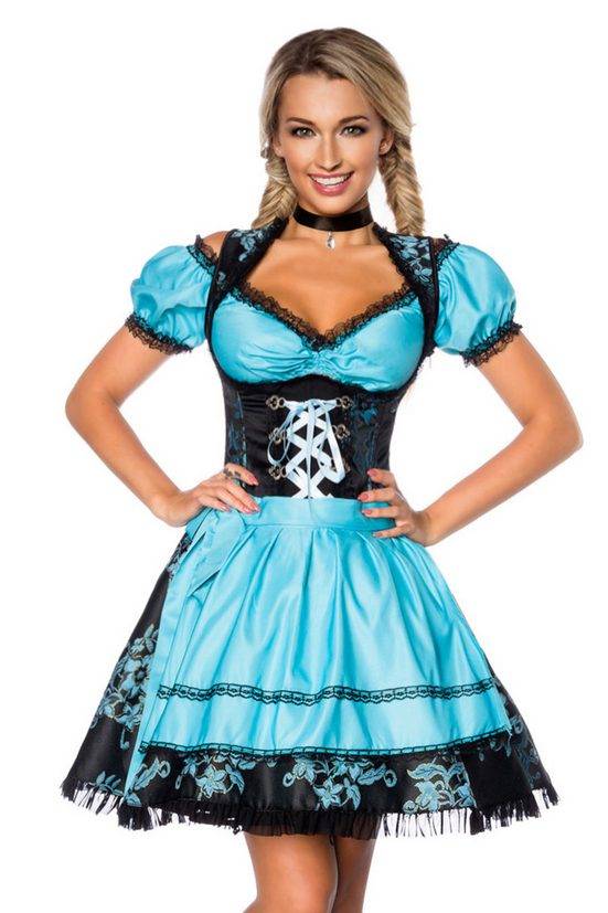 DIRNDLINE Dirndl Dirndl Kleid Oktoberfest Tracht Wiesn Wasn Blau Schwarz Trachtenmode 3-tlg mehr