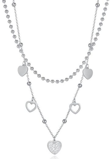 FIRETTI Kette mit Anhänger Schmuck Geschenk, Hearts Charm mit Zirkonia (synth) mehr