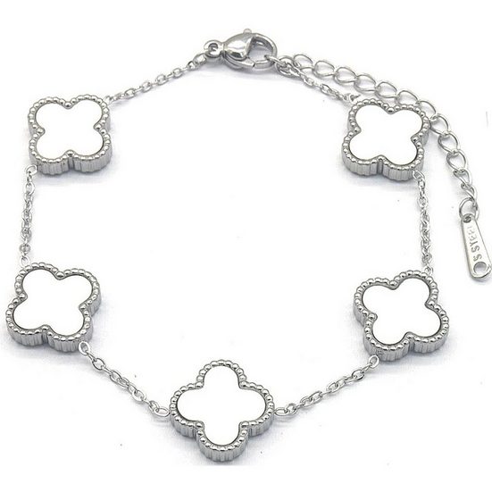 KARMA Silberarmband Damenarmband silber Perlmuteinlage in weiß Silberarmband Damen Damenschmuck mehr