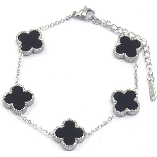 KARMA Silberarmband Silberarmband Damen Edelstahl Damenschmuck Armband für Damen in silber und schwarz mehr