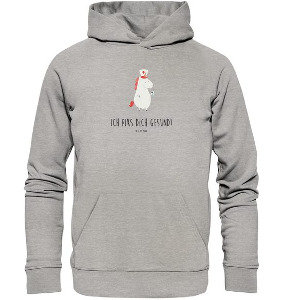 MR. & MRS. PANDA Hoodie Größe XXL Einhorn Krankenschwester - Heather Grey - Geschenk, Öko-Hoo (1-tlg) Flauschig weich mehr