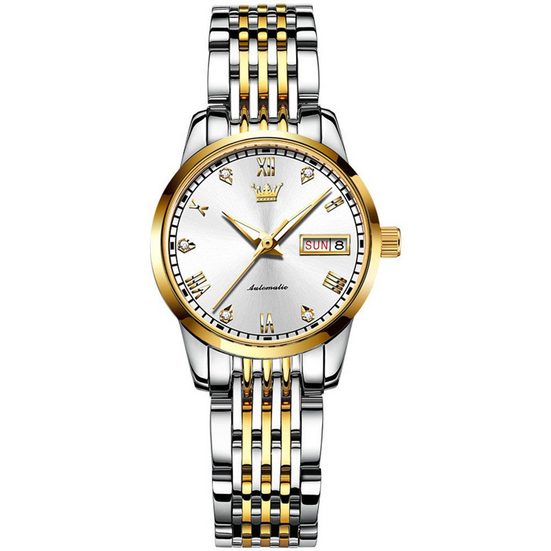 MSOVAEU Quarzuhr Quartz Edelstahl Uhr für Damen modisch und leger Quarzuhr Multifunktionsuhr Armbanduhr, Chronograph Damenuhr mehr