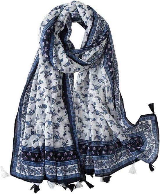 ALSTER HERZ Schal Modeschal, blau-weiß, Floral-Muster, sommerlich leicht & locker, A0572 Alster Herz , (1-St), Größe ca 85*180 CM, stylish mehr