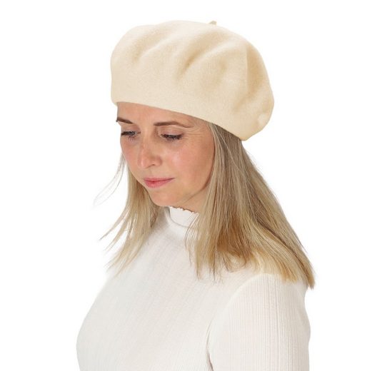 HALSÜBERKOPF ACCESSOIRES Baskenmütze Filzbaske modische Baskenmütze aus reinem Wollfilz mehr