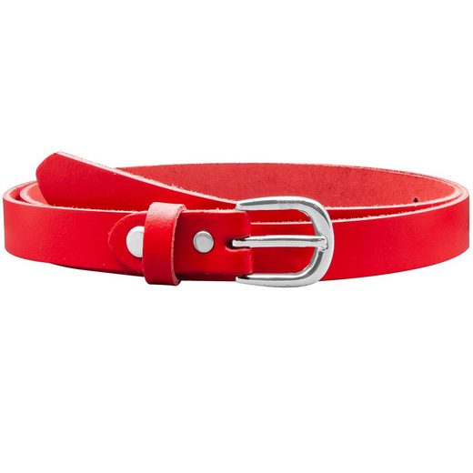 COLOGNEBELT Ledergürtel A8-SL Ledergürtel in Rot - 2 cm Breit - mit silberner abgerundeter Gürtelschließe - modern, leger, klassisch mehr Zeitlich begrenztes Angebot
