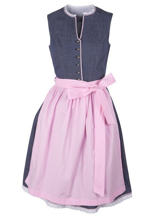 RAMONA LIPPERT Dirndl Luisa jeansfarben hochgeschlossen Rocklänge 60 cm mit Knopfleiste mehr